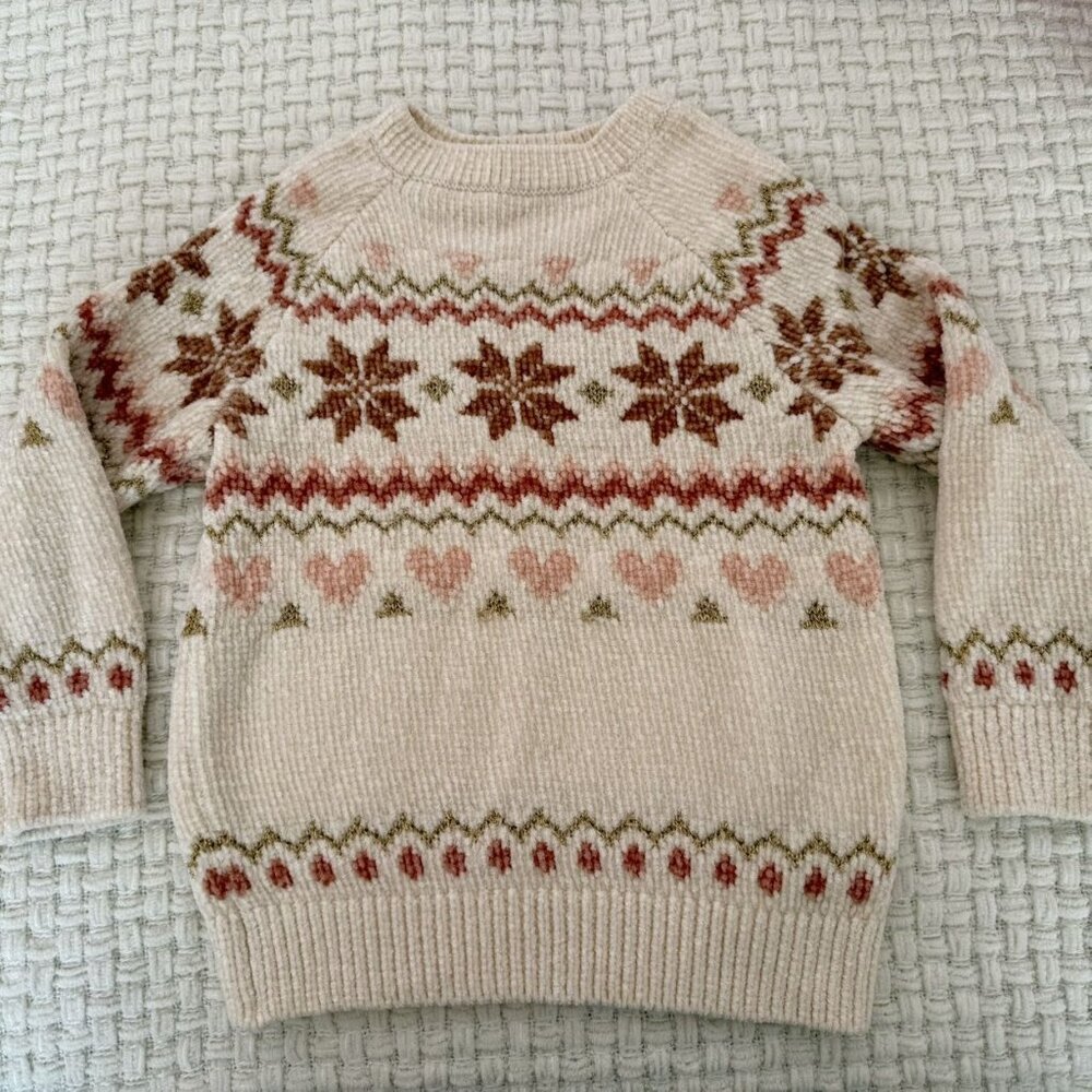 H&M Cream And Brown Festive Sweater